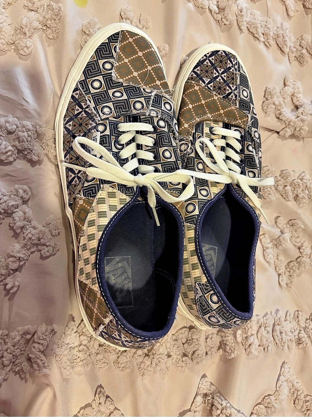Vans Authentic Geometric Patchwork Sneakers Blue & Brown US 12